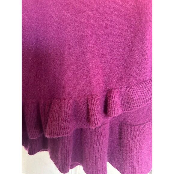 Isaac Mizrahi 2 Ply Cashmere Peplum Sweater Vivid Plum LG - Picture 3 of 8